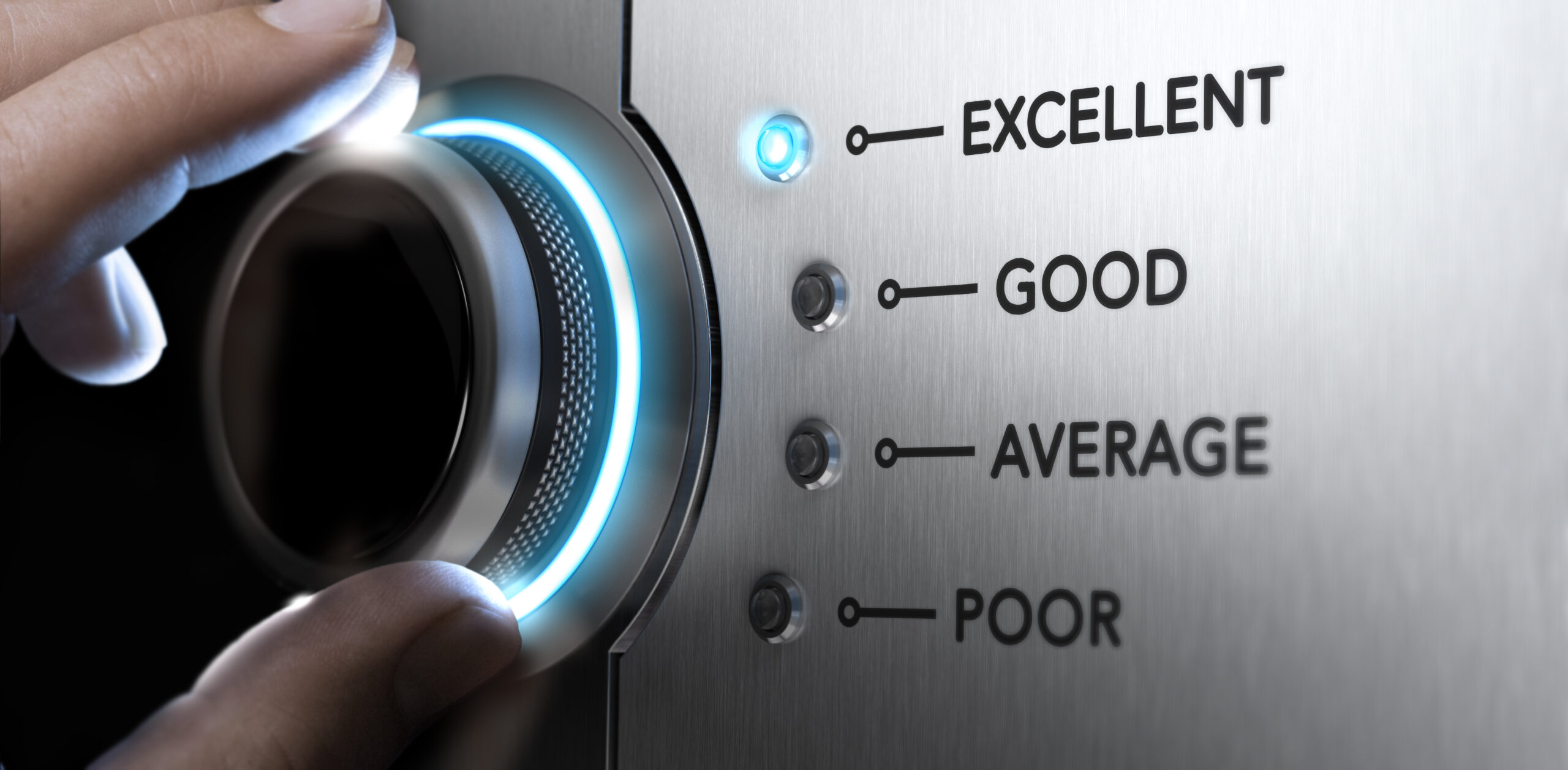 Hand,Turning,A,Knob,To,The,Top,Position,,Blue,Light